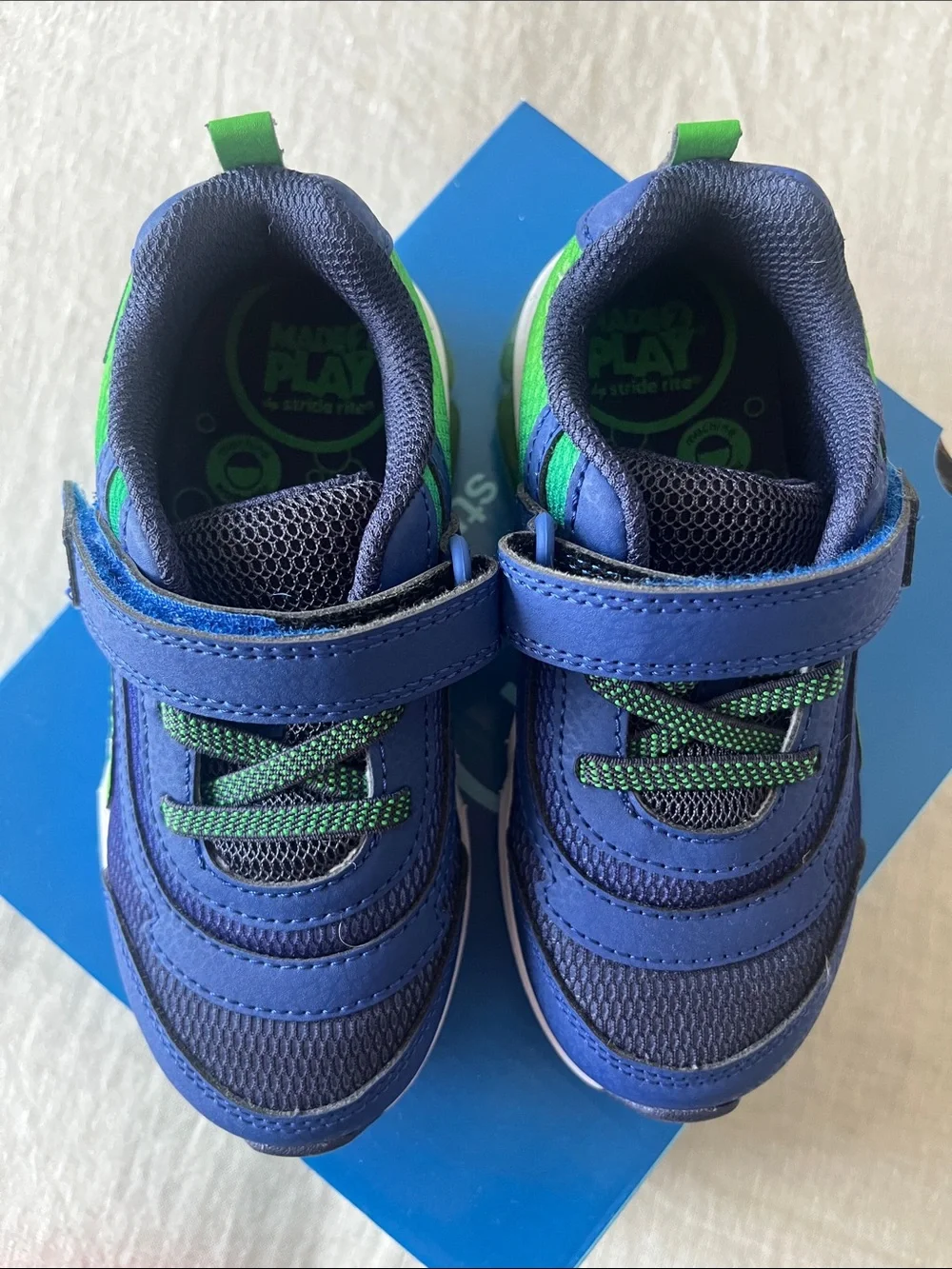 NIB Stride Rite Navy and Bright Green Light-Up Sneakers